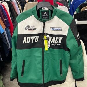 Green and Black Auto Race Bomber Jacket